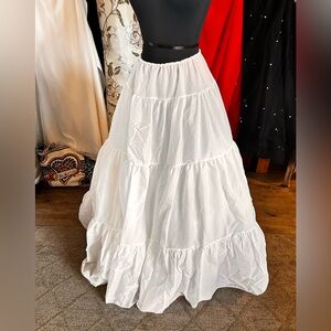 White Tiered Full-Length Skirt - Classic Women's Skirt